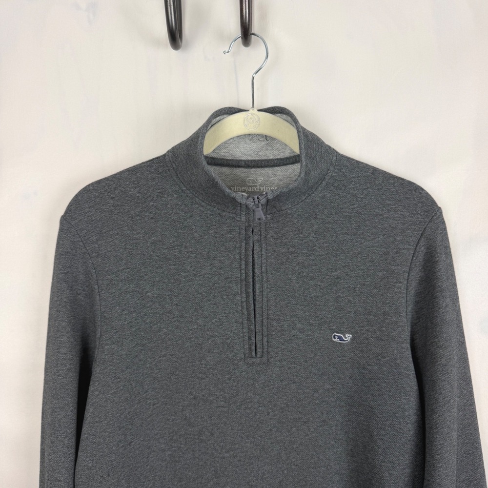 Vineyard Vines 1/4 Zip Pullover Mens Small Gray Cotton Blend Preppy Classic